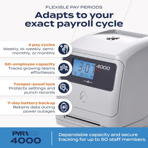 Pyramid Time Systems 4000 Pro Auto Totaling Time Clock - Time Clock