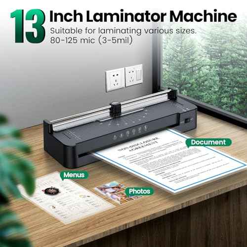 Locamp Laminator Machine,13-Inch,A3 Thermal Laminating with 50pcs Laminating Sheets&Accessories Office Desktop Laminate Machine,for Teachers Personal (BLACK-FN337)