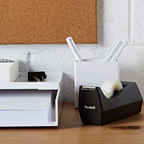 Scotch 1-Pack Desktop Tape Dispenser, Black, 2.7 x 2.7 x 6.4 in - Refillable & Eco-Friendly