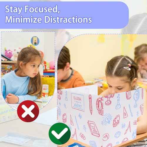 25-Pack Desk Dividers for Students with Privacy Shields, Ergonomic Arms Cutouts & Erasable Name Frames - Waterproof & Easy-to-Clean Test Dividers for Classroom, Exams, Office (White)