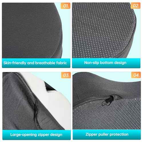 Seat Cushion, Extra Large Memory Foam Seat Cushion for Office Chair, Car Seat, Airplane, Relieving Hip Pressure, Coccyx and Sciatica Pain for Long Sitting (Black)