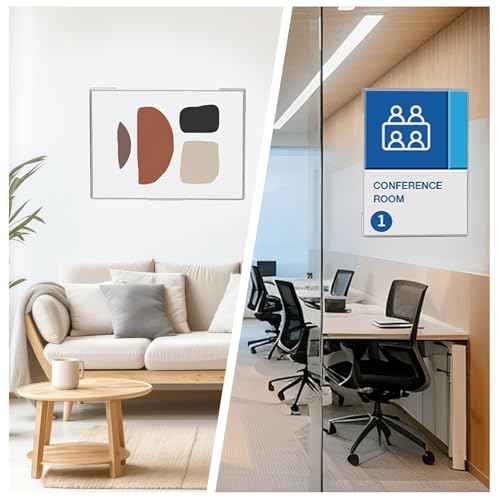 12 Pcs Acrylic Sign Holder 8.5 x 11, Dual-Purpose Wall Mount Sign Holders with Adhesive, Clear Plastic Frames Paper Display Sign Holders for Office, Store, Restaurant - Horizontal or Vertical