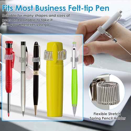 Landhoow 2 Pcs Retractable Pull Pen Pencil Holder, 27.5'' Retractable Pen Holder for Carpenters, Workers, Nurses, Bricklayer, Waiter, Universal Pencil Lanyard with Belt Clip and Key Ring