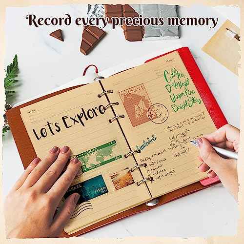 Yeaqee 10 Pack PU Leather Journal Notebook Refillable Travel Vintage Journal 6 Ring Binder Diary with Lined Pages Diary Daily Writing Notepad Gift for Women Girls Boys Classroom Reward, A6 7" x 5"