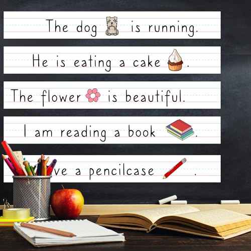 Chell White Sentence Strips Cardstock 3¡± x 24¡±, Thick Ruled Word Writing Paper for Teacher Supplies, Classroom and Home, Pack of 100