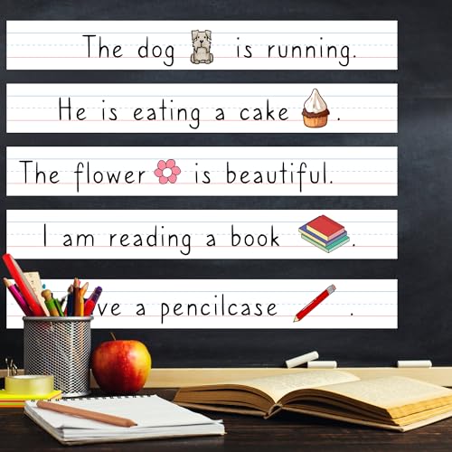 Chell 3x24 Inch White Sentence Strips Cardstock Pack of 100 for Classroom & Learning