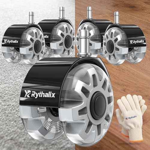 3" Office Chair Wheels Set of 5 - Desk Chair Caster Wheels, Smooth & Quiet, Universal Fit for Most Office/Desk/Gaming Chairs, Safe on Carpets & Hardwood Floors