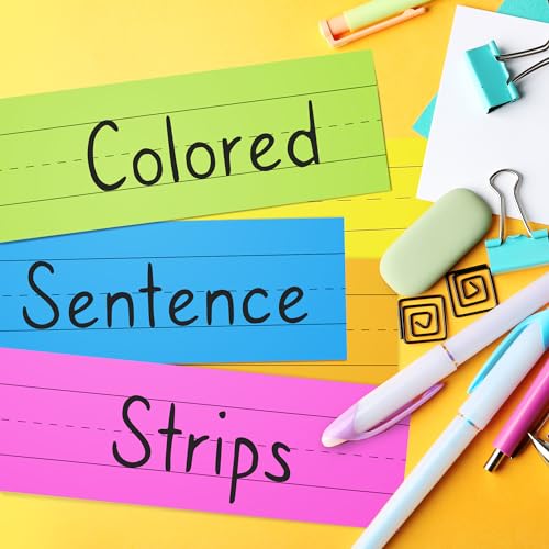 Chell 3x24 Inch Color Sentence Strips Cardstock for Learning, Pack of 100