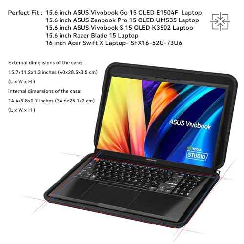 Smatree Hard EVA Protective Sleeve Case Compatible for 15.6 inch ASUS Vivobook Go 15 OLED E1504F/Vivobook S 15 OLED K3502, Zenbook Pro 15 UM535, for 15.6 inch Razer Blade 15 Laptop (A1600)