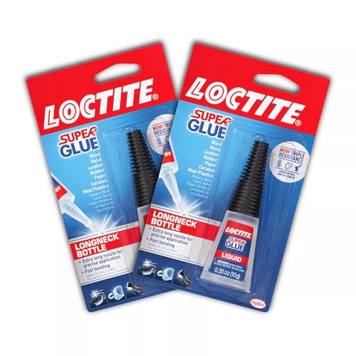 Loctite 10g Liquid Longneck Bottle, 2-Pack – Instant Adhesive for Plastic, Wood & Metal with Extra Long Precision Nozzle