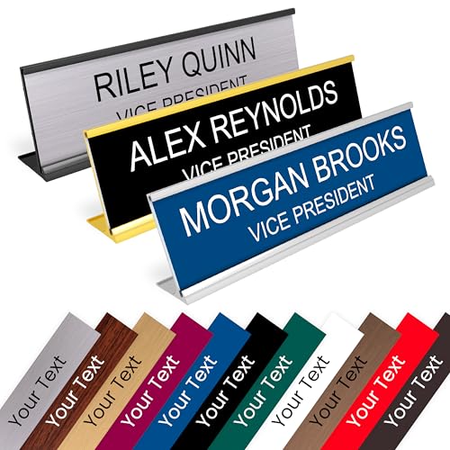 ExcelMark Custom Name Plate for Desk or Door 14 Color Options 2x8 Inches