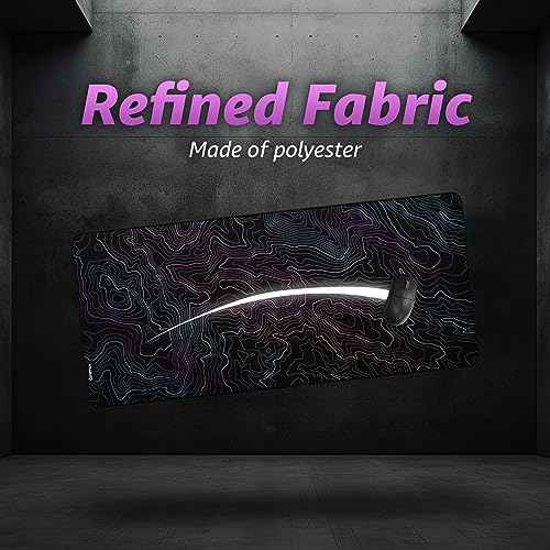 Hystar¢ç Extended Gaming Mouse Pad | XXL 36" x 16" | 5mm Thick, Waterproof Surface, Smooth Polyester Fabric, and Natural Rubber Base | Dreamy Topo (Dark)