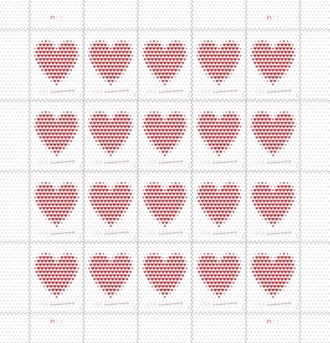 United States Postal Service 20 Forever First Class Love Heart Stamp Sheets for Weddings & Valentines