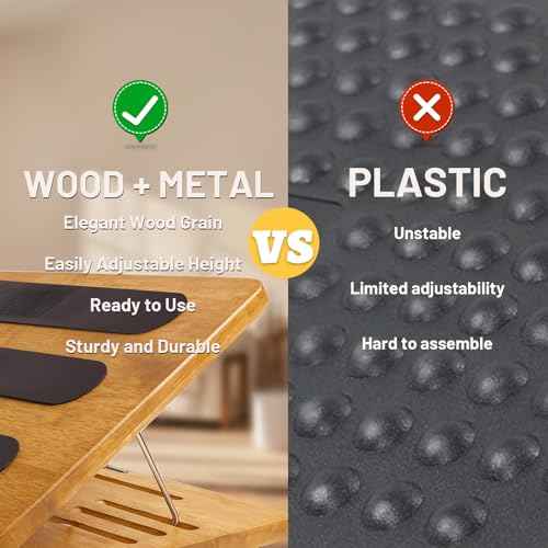 Foot Rest for Under Desk at Work - Wooden Adjustable Office Footrest with Foam Cushion Pad, 4 Heights & Ergonomic Anti-Slip Design for Home & Office (Natural)