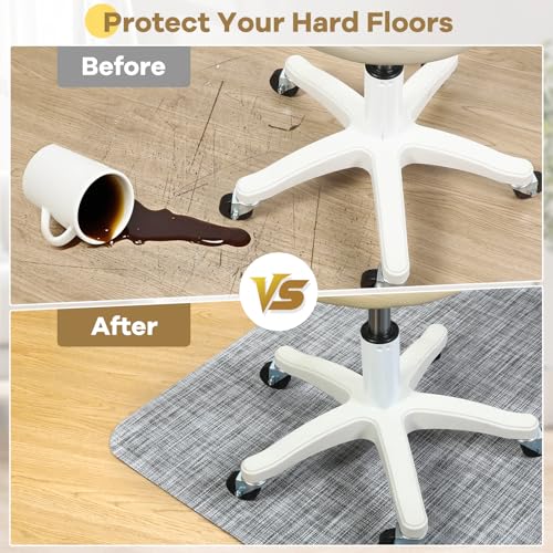 BesWin Large Office Chair Mat for Hardwood Floor, 48" x 60" Desk Floor Mat for Rolling Chair and Computer Desk, Heavy Duty PVC Floor Protector Rug for Home Office, Grey