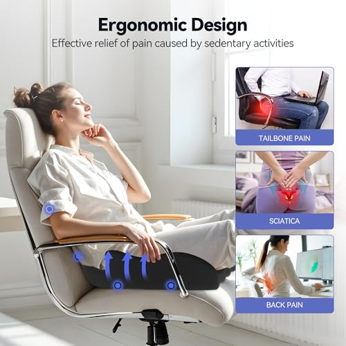 VOXON Seat Cushion, X Large Car Seat Cushion, Memory Foam Cushions for Office Chair, Chair Cushions for Tailbone Pain Relief & Pressure Relief Sciatica for Long Sitting