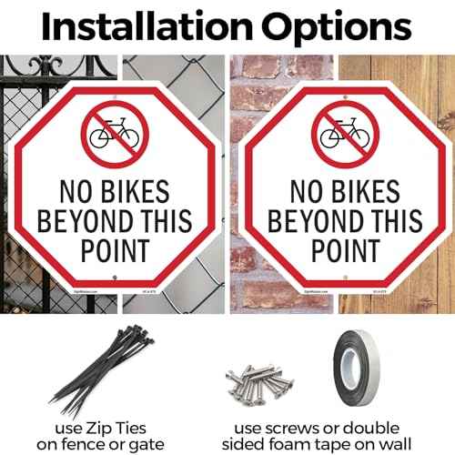 No Bikes Beyond This Point (5 Pack) 10 inch X 10 inch Octagon Rust Free Aluminum Metal Signs Weather Resistant, UV Protected for Workplace, Private Property, and Construction Site, Made in the USA