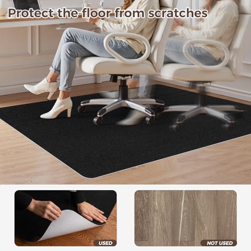 Melising 36x48 Adjustable Office Chair Mat for Hardwood Floors - Non-Slip, Anti-Static, 36" x 48" Black