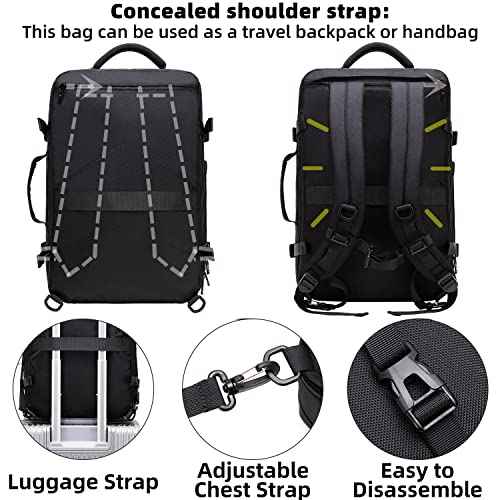 Asenlin Travel Backpack for Women Men£¬40L-50L Expandable Carry on Backpack£¬17 Inch Water Resistant Laptop Backpack for Weekender Overnight Extre Large Backpack-Black