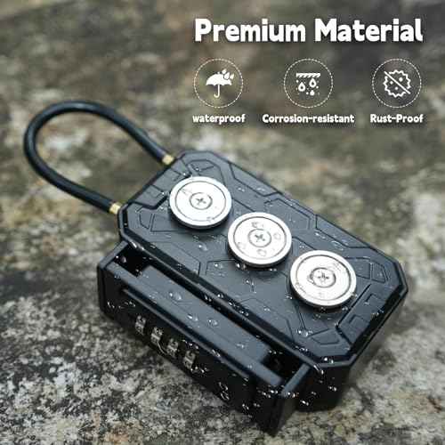 Lock Box with Magnetic Key Holder,Magnet Key Box for Under car,Hide with Combination Lock with 3xN52 Strong Magnet for Storage Indoors, Outside