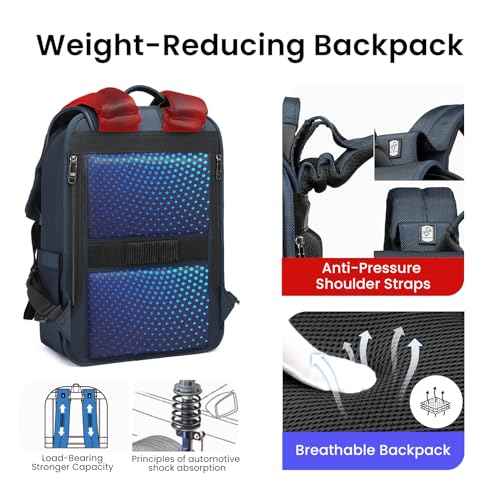 CROSSGEAR Smart Business Laptop Backpack Led Reflective Travel Backpack Three-Speed Adjustment Expandable Carry-On Laptop Bag for Cycling Work and Daily Use for Men Women,Dark Blue