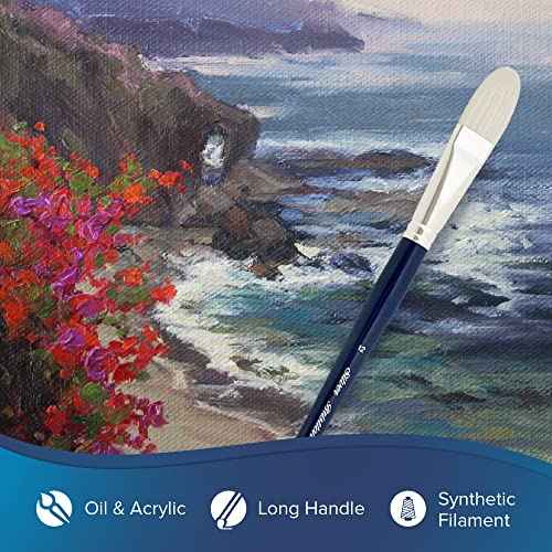 Silver Brush Limited 1903-12 Bristlon Filbert Paintbrush for Oil, Acrylic, and Heavy Body Paints, Size 12, Long Handle