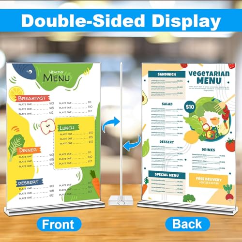 EHWINE 10 Pack Acrylic Sign Holders 8.5 x 11 Inch Double-Sided Tabletop Display Stands