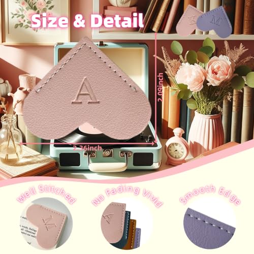 Wayzton Personalized Pink Leather Heart Bookmark for Women & Kids, Custom Initials, Book Lover Gift