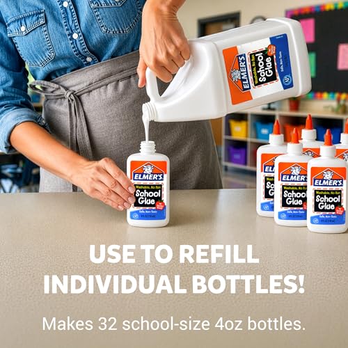 Elmer's White Liquid School Glue 1 Gallon - Washable, Safe for Crafts & Slime