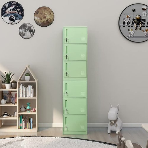 DAYTOYS 3 Door Metal Vertical Storage Locker for Kids Bedroom, Children Room, School, Office, Home,Stackable Steel Storage Cabinet for Toys, Sports Equipment,Anti-Tilting Device. (3D, Green)