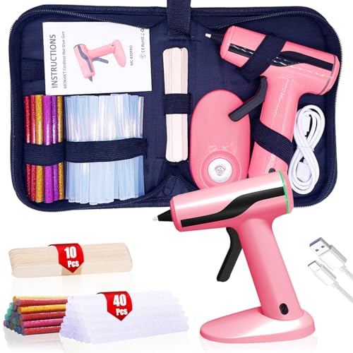 MONVICT Pink Cordless USB-C Rechargeable Mini Hot Glue Gun Kit