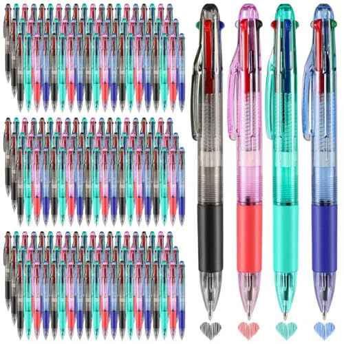 200 Pieces Basic 4-Color Ballpoint Pens MultiColored Retractable Ball Pens 4-in-1 Smooth Shuttle Pens For Adults Students Nurses Teacher Party Favors Goody Bag Stuffers Carnival Prizes (200)