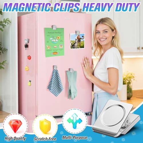 Mukfirm 12 Pack Large Silver Magnetic Clips - Heavy Duty Note & Paper Clips