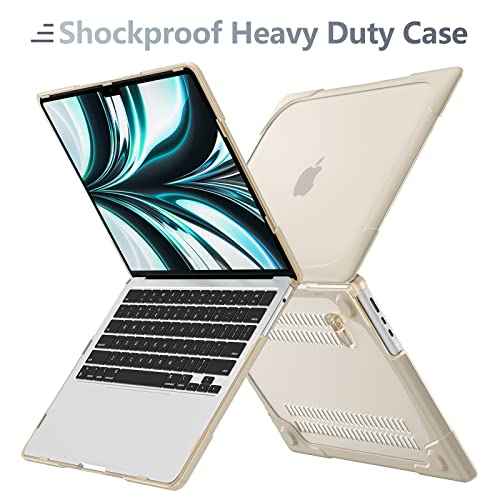 Batianda for New MacBook Air 15 inch Case 2025 M4 2024 A3114 (M3) A2941 (M2) 2023,Heavy Duty Shockproof Protective Hard Shell with Fold Kickstand & Keyboard Cover for Enhanced Durability, Khaki