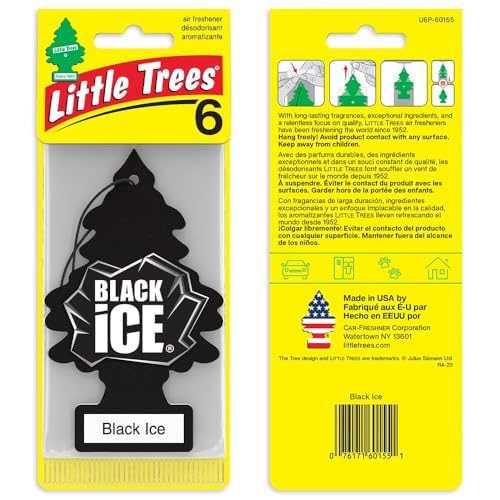 LITTLE TREES Car Air Freshener - Long Lasting Black Ice Scent for Auto & Home | 24 Pack