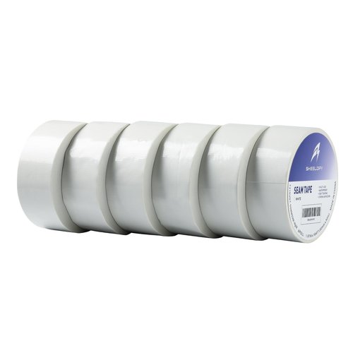 Sheeldify 1.97" x 164‘ Seam Tape - Duct Tape Edge Tape Heavy Duty Multi-Purpose, Hand-Tearable, No Residue, White, 6 Roll