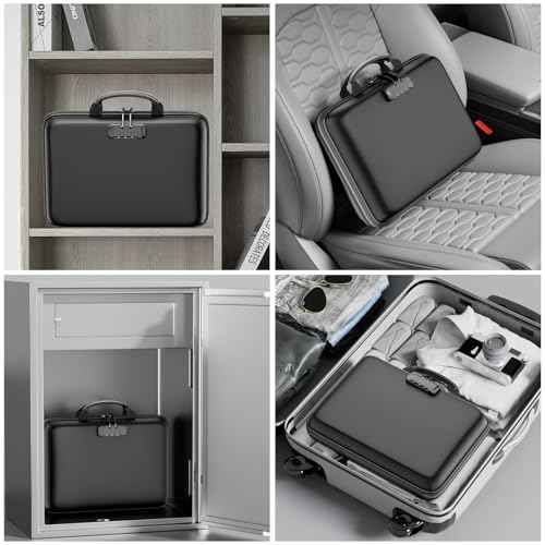 DocSafe Fireproof File Organizer with Lock, Hard-Shell Case Fireproof Document Box with 13 Pocket Accordion File Folder, Portable Home Office Travel Safe Storage for Important Documents Laptop Black