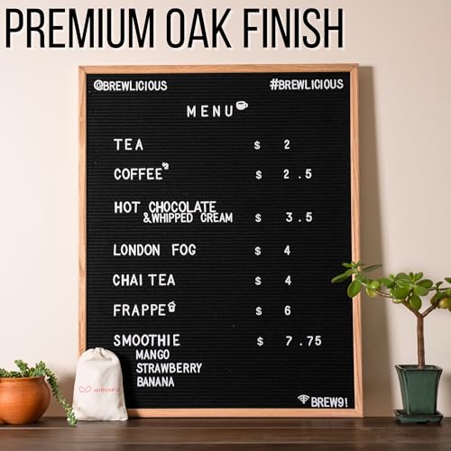 Winsharp Oak Frame Large Felt Letter Board 24x30 Inch with White Letters for Business & Decor - Changeable Signage