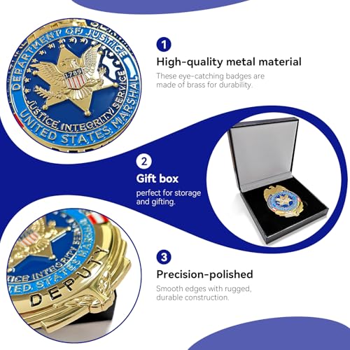 GYGYL Metal Badge, Enameled & Plated, Brass Shield Badge for Dressing up, Role Play and Cosplay, Gift Box Packaging