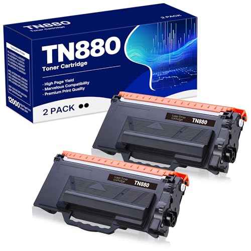 TN880 Toner Cartridge Compatible for Brother TN 880 TN850 TN820 Page Yield Up to 24,000 Pages for MFC-L6900DW HL-L6200DW MFC-L6700DW MFC-L6800DW HL-L6300DW (2 Black)