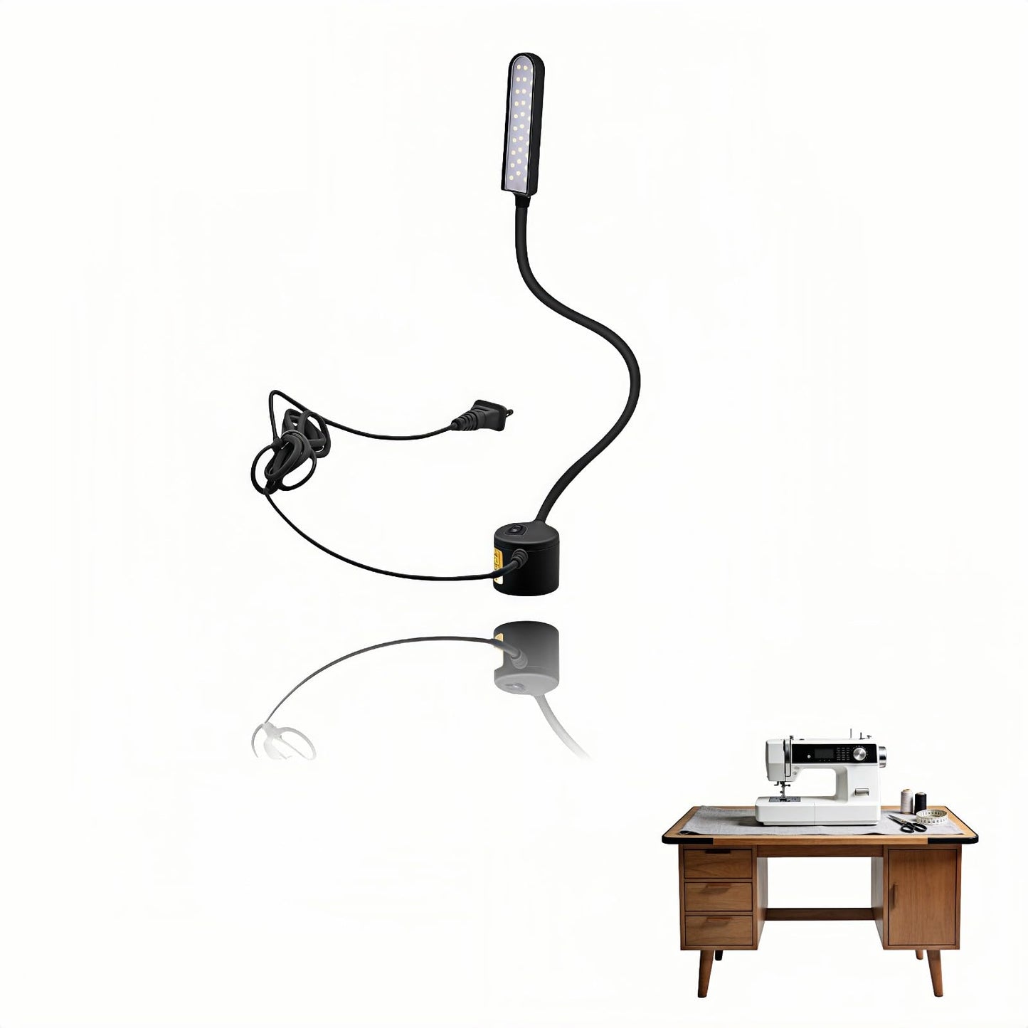 yayaboqu 30 LED Sewing Machine Light with Flexible Silicone Neck, Magnetic Base Work Lamp for Sewing Machines, Drill Press, Desk, Music Stand, Crafts, Workbench, Non-Flicker, Eye-Caring Design