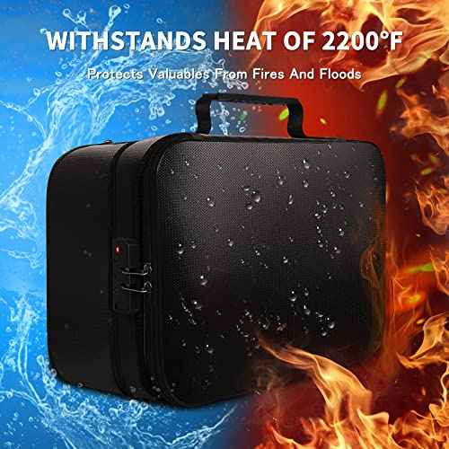 Fire Proof File Box for documents with 3x capacity expansion, Fireproof 3-Layer File Organizer Case with lock, Valubles Safe Portable Travel Home Organizer Bag for Laptop,Files,Certificates, Black