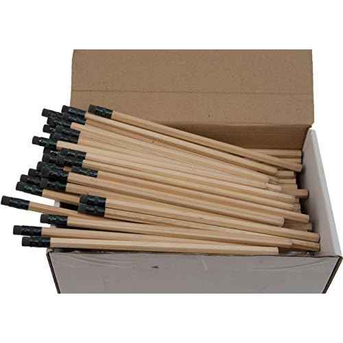 Hex Pencils (Full Size Hex Pencil with #2 Lead Available in a Variety of Colors) (Tested Non Toxic) (Latex Free Eraser) (Classroom Pencils) (Bulk Box of 144) (Natural Wood)