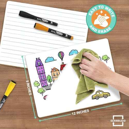 2 Pack Double Sided Whiteboard Lined Dry Erase Board for Kids Ruled Writing Board Handwriting Practice for Kids Small White Board 9x12 Dry Erase Board Lines Education Teacher Supplies