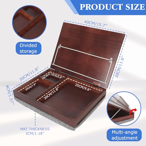 Wood Easel Lap Desk with Storage Schoolhouse Lap Desk with with Detachable Cushion Lap Tray with Cushion Laptop Table for Sofa Serving Tray Adjustable Laptop Stand for Bed for Home Office Schoolhouse