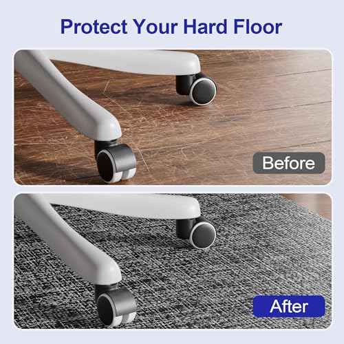 Delamu Office Chair Mat for Hardwood Floor, Non-Slip PVC Woven Computer Desk Chair Mat, 45"¡¿53" Heavy Duty Hard Floor Protector for Rolling Chairs, Black & White, Not for Carpet