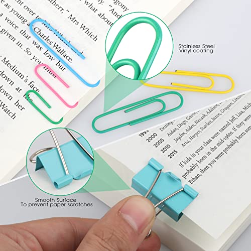 Joyberg 170 Pcs Binder Clips, Paper Clips & Rubber Bands Office Set – Assorted Sizes, Mixed