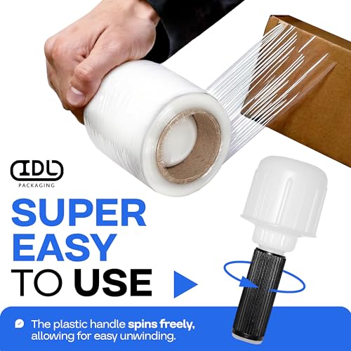 IDL Packaging 3" x 1000' Stretch Wrap Mini Rolls, 80 Ga (2-Pack) -