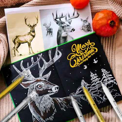 0.6mm Fine Point White Gel Pens, 3-Pack for Artists Drawing, Sketching, Illustration, and Adult Coloring Books, Opaque White Ink for Black Paper, Bullet Journaling, and Card Making