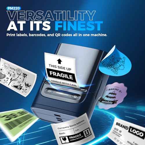 Nelko Label Maker Machine with Tape, PM220 Bluetooth Label Printer, 2 Inch Portable Thermal Printer for Small Business, Address, Logo, Clothing, Sticker Maker for Phones & PC, Navy Blue